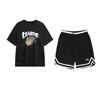 Cool Tea Quick-Dry Cool Letter Round Neck Loose Pullover Short Sleeve T-Shirt With Tied Shorts Casual Sports Set AAPR395-1+AHSU671-1