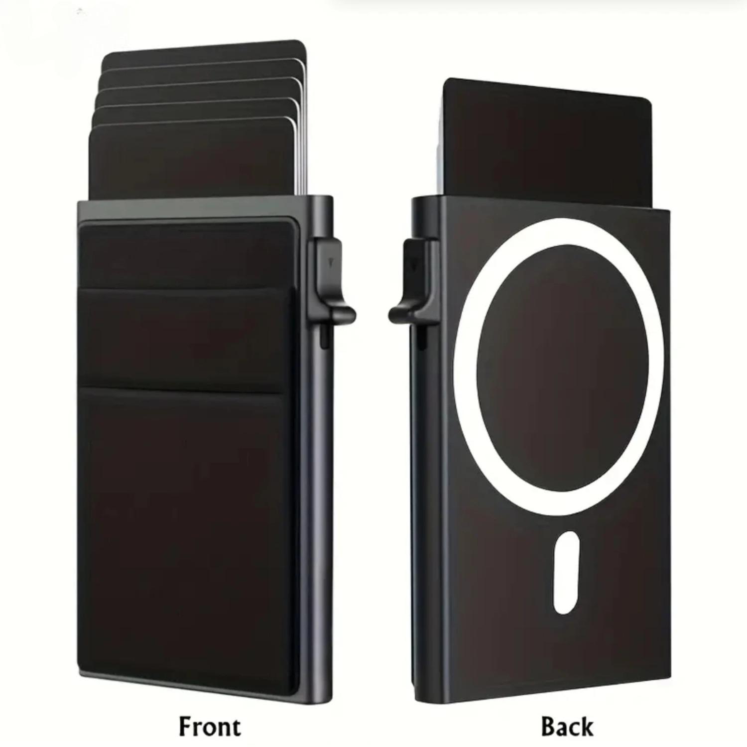 

Magnetic Aluminum RFID Blocking Card Holder with Automatic Pop-up Mechanism