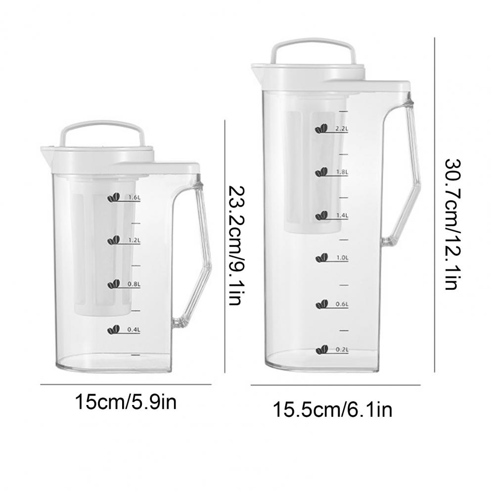 1.6L/2.2L Drink Dispenser Plastic Detachable Filter Large Water Pitcher With Scale Ice Tea Kettle Lemonade Juice Beverage Jar