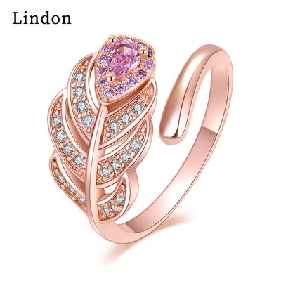 Lindon Classic Copper Alloy Zircon Ring Ladies Jewelry Wedding Promise Party Gift