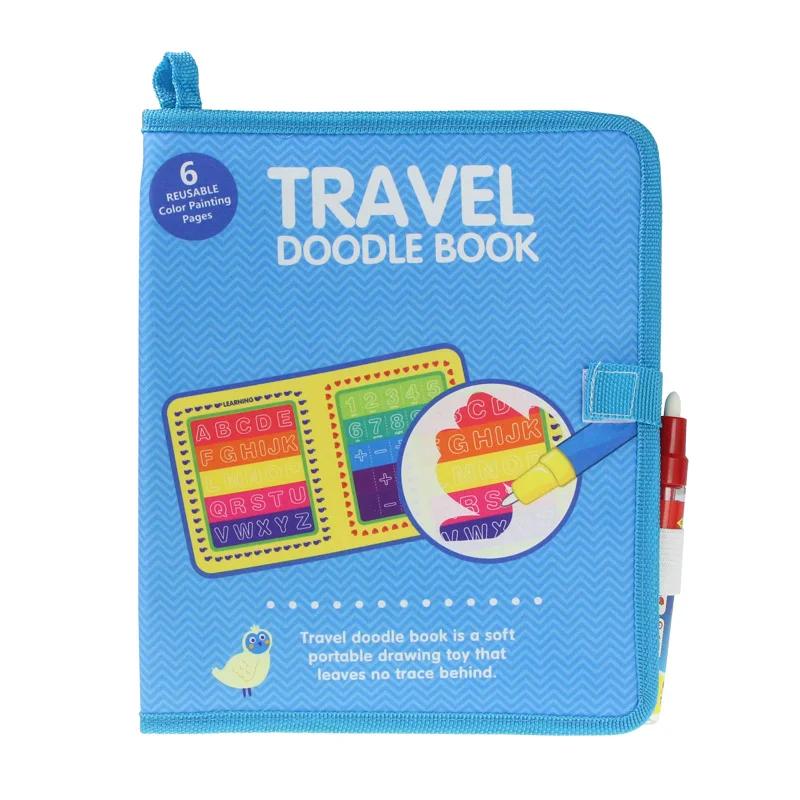 

Water Drawing Book Magic Pen Doodle Coloring Painting Board English Letters Numbers Time Cognitive Montessori Educational Toys синій