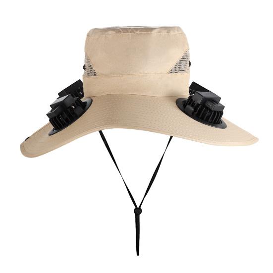 Sun Hat Unisex Ventilated Bucket Hat with Built-in Battery Panel Adjustable