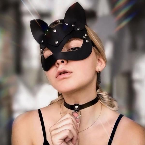 Cosplay Rabbit Cat Mask Half Face Fashion Black Rave Party Dancer Club Costume Props Halloween Cosplay Masque Bunny Mask 2025