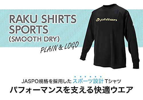 Phiten RAKU Shirt, Sports (Smooth Dry), Long Sleeve, Black with Gold Logo, Size S