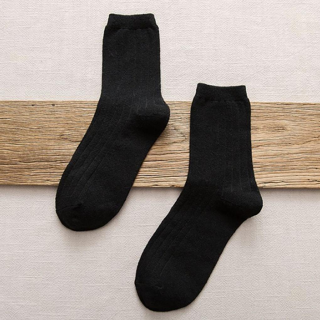 Winter Cozy Men's Mid-Calf Socks Wool Daily Casual Black