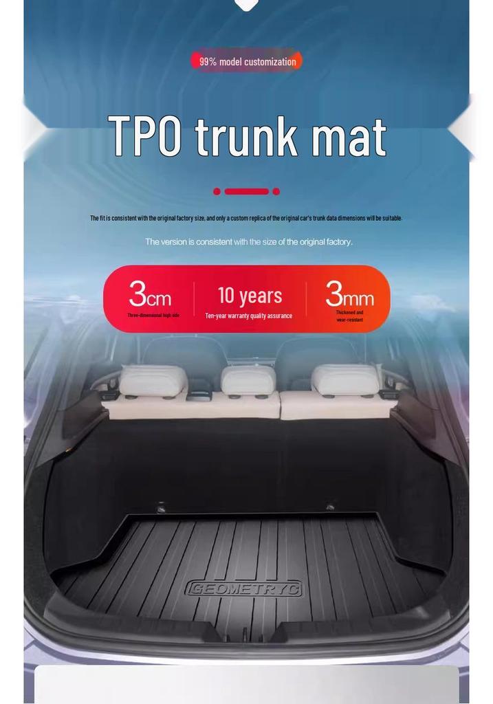 Geely Geometry C Trunk Mat: TPE Waterproof Tail Box Protector for Interior Modification