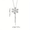 Fashion Women's Elegant Charm Necklace Snowflake Shaped Rhinestones Inlay Faux Pearls Pendant Dangle Long Necklace Adjustable Tassel Sweater Chain