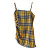 2024 Summer Orange Retro Color Block Plaid Irregular Camisole Sleeveless Top