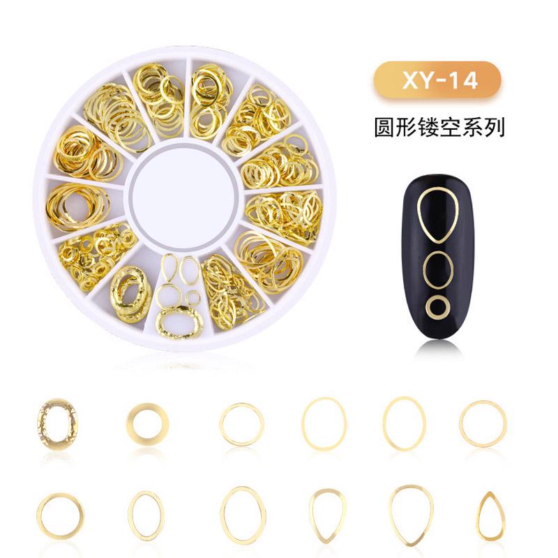 Nagel-Maniküre-Mix, Mini-Maniküre-Schmuckzubehör aus vergoldeter Legierung für Nagelkunst