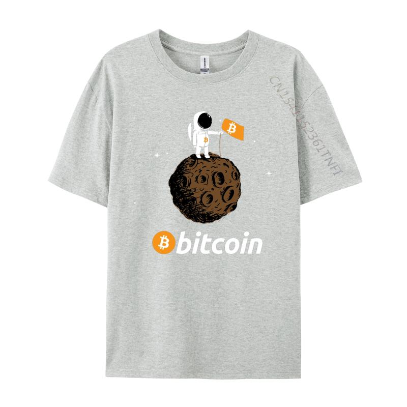Bitcoin Tshirt Astronaut In Space Tshirts Slim Fit Customized Tshirts Crew Neck Cotton Mens Tops Shirts
