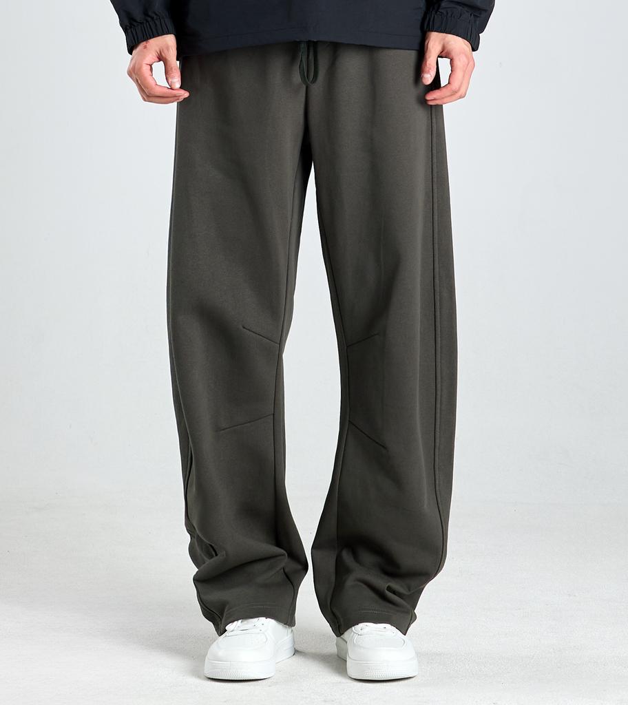 Beoteunseoul Curved Volume Line Elastic Waist Sweatpants (Khaki)