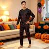 Family Matching Halloween Printed Pajama Set Long Sleeve Top and Pants for Parents and Kids