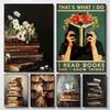 Vintage Elegant Lady Reading Stack of Books Motivational Quotes Poster Canvas Painting Wall Art Picture Room Home Decor