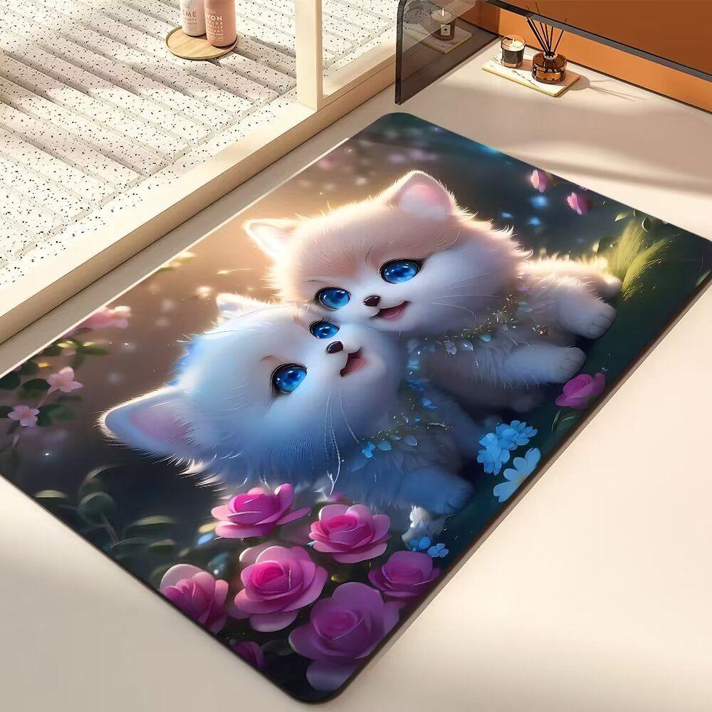 Diatom Mud Suction Mat Cartoon Cute Puppy Bathroom Floor Mat Toilet Toilet Door Non-slip Door Mat Quick Drying Mat