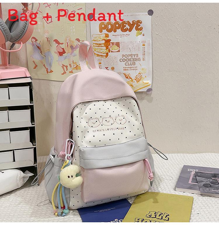 Youth Campus Backpack Nylon Girls School Bag With Padded Straps For Travel And Study