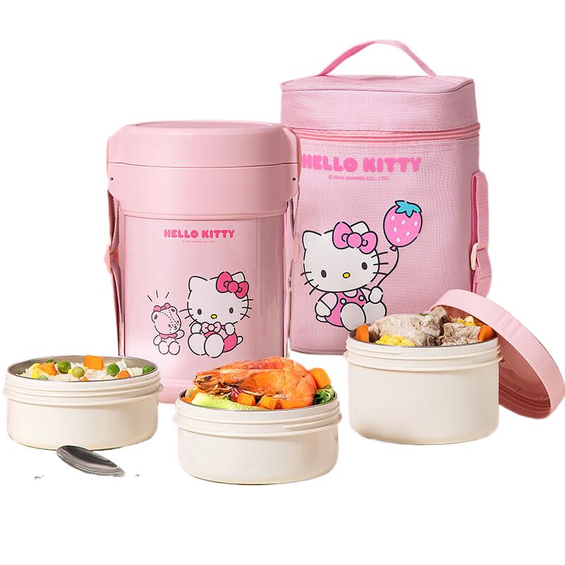 TAFUCO Sanrio Kuromi & Hello Kitty 3-Layer 2.0L Insulated Lunch Box
