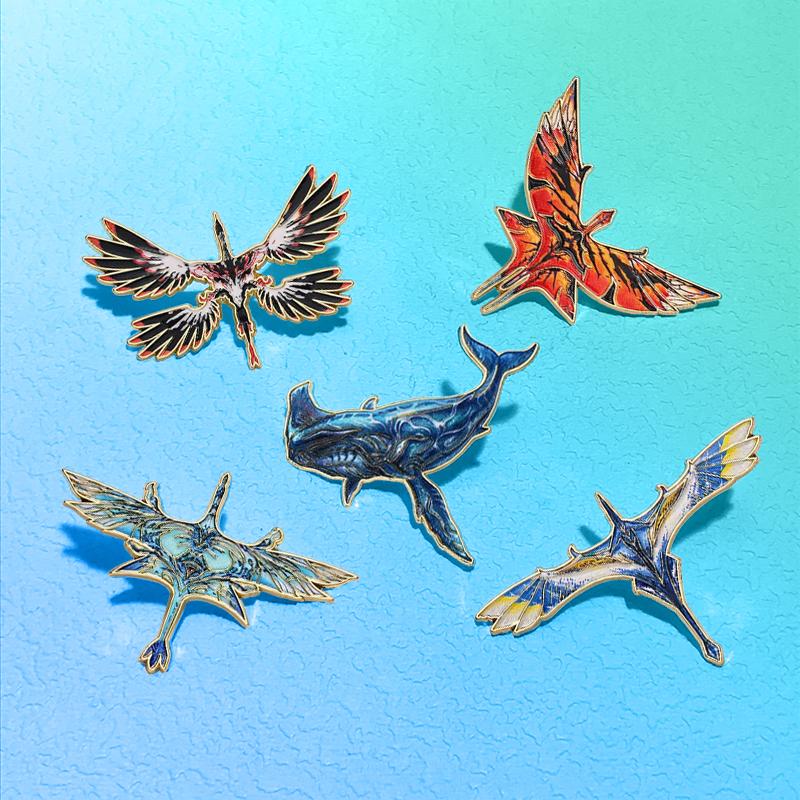 Cartoon Legendary Beast Pins 5-design Metal Enamel Dragon Fish Animal Brooch Pin For Clothes Backpack Badge Friends Gifts