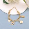 Bracciale con Charm Spirituale Lokaer Color Oro Acciaio Inossidabile Catena con Sole Occhio Maligno e Mano di Fatima per Donne Gioielli Protettivi B25057