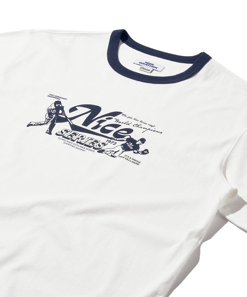 DISCUS ATHLETIC Nice Weather Collaboration Nice Series Ringer T-Shirt Off White
