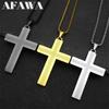 Christian Cross Stainless Steel Jesus Christ Amulet Pendant Necklace for Women Men Gold Color Chain Necklaces Jewelry Gift
