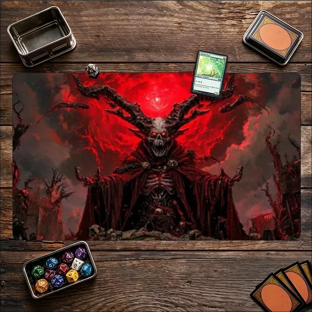 Gothic Hell Demon Skull Art Nonslip Rubber Game Playmat Smooth Table Mat For Tabletop Card Game Desktop Gaming Daily Use