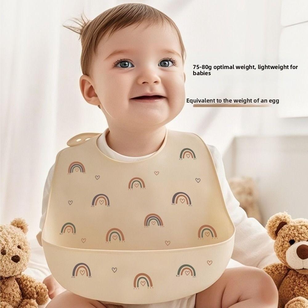 Soft Silicone Baby Bibs with Food Catcher Teething Drooling Bib  For Girls Boys Toddlers