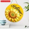 2D flach 20*20cm1St Willkommen Gelbes Helles Sonnenblumenmuster Türkunst Dekorative Plakette, Lebendiges Florales Zuhause Holzrundornament für Fenster&Garten