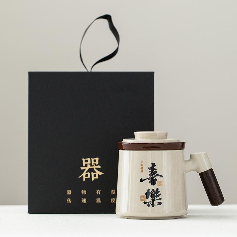 Creative Peace And Joy Water Cup Tea Separation Tea Cup Ceramic Teacup With Lid Filter