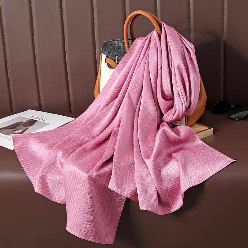 Solid Color Luxury Fashion Women Hijab Scarf Long Silk Soft Comfortable Scarves Shawl Muffler Neckerchief Outdoors Bandanna Lady