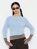 Kelidu Wool Color Block Spandex T-Shirt Blue
