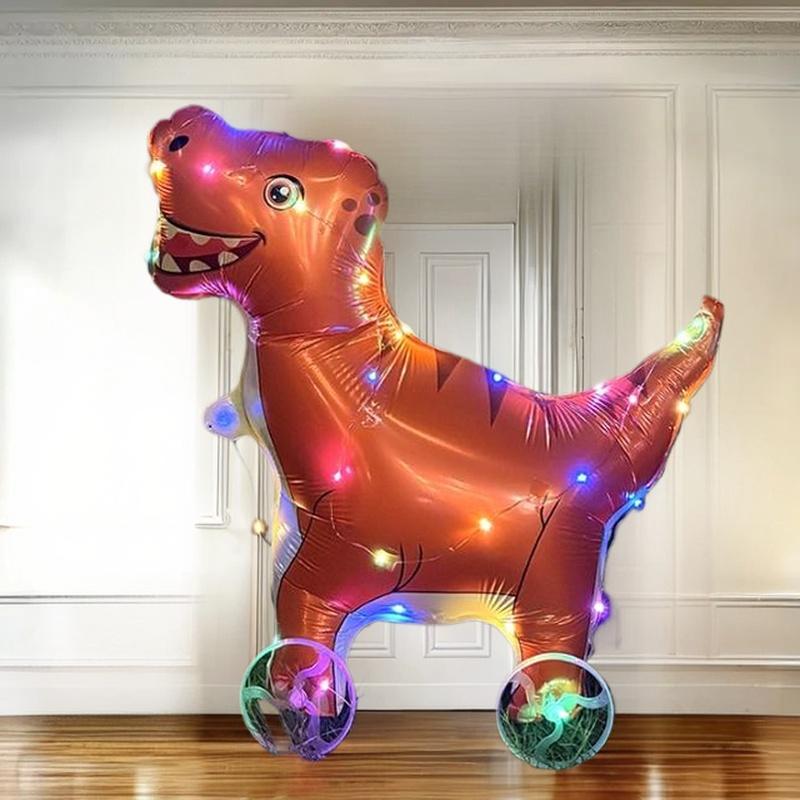 HUAHUAElephant Inspired Standing 4D Glow Foil Balloons with Wheels for Child's Birthday and Baby Shower DecorationsHUAHUA