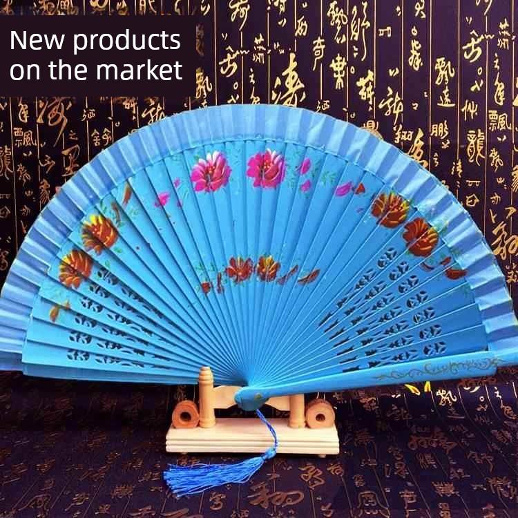 Double-Sided Easy-Open Folding Fan, Group Performance Fan, Retro Fan for Show, Dancing, Bright Red Model Dance Fan, Chinese Style