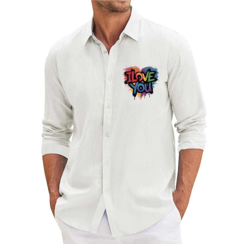 Męska koszula z długim rękawem, luźna, swobodna, z modnymi klapami