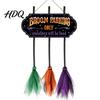 Halloween Door Hanging Sign Broom Parking with 3 Witch Brooms Hocus Pocus Themed Wooden Sign Easy Festive Wall Art Funny Pendant for Front