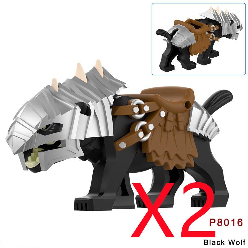 MOC Mediaeval Times Building Blocks Orc Mounts Wolf Flags Army Soldiers Character Accessories Bricks Animal Toys Gifts R064 DIY