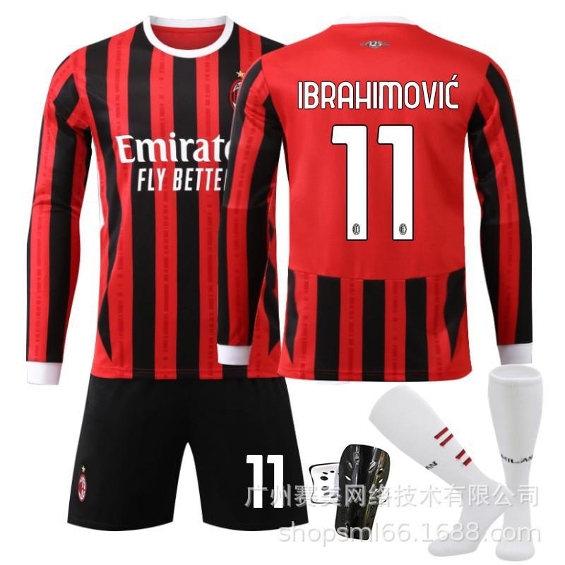 2425 AC Milán Domácí Dlouhý Rukáv Dres Set 9 Giroud 10 Leo 19 Olympiáda 11 Ibrahimović Kaka Nohy