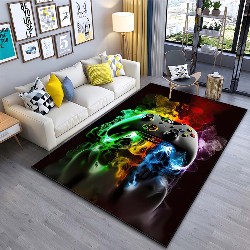 Modern Colorful Gaming Themed Print Rug for Living Room Bedroom Bedside Bathroom Floor Mat Home Area Rug Carpets Room Decor Gift