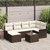 7 Piece Brown Garden Sofa Set with Cushions