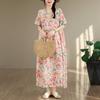 DIMANAF New 2026 Sundress Women Plus Size Summer Casual Print Long Dress Cotton Loose Oversize Maxi Floral Beach Holiday