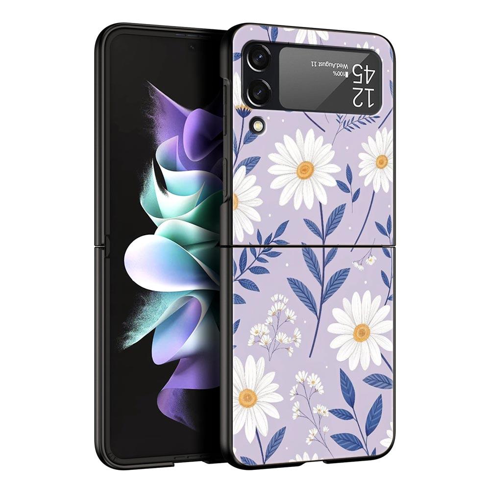 Handyhülle für Samsung Galaxy Z Flip 3 4 5 6 7 Faltbar Für Samsung Z Flip4 Flip5 PC Hartschalenhülle Stilvolles Design mit Blumenmuster