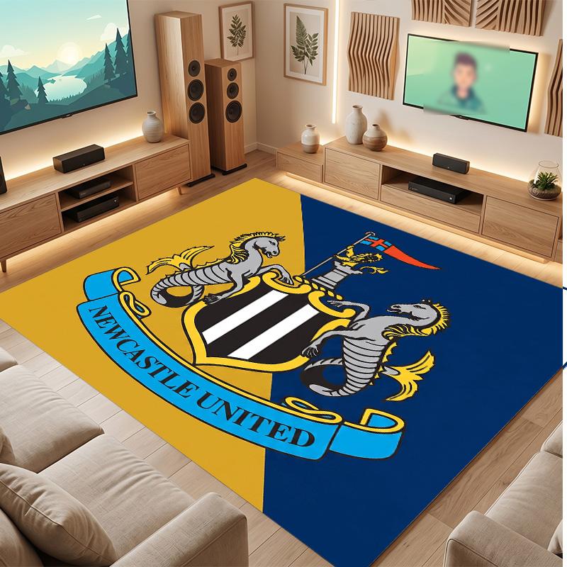 Tappeto in Velluto di Cristallo con Stampa di Calcio del Newcastle United, Comodo Assorbente d'Acqua Antiscivolo Tappeto per Pavimento Interno