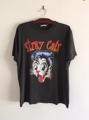 Stray Cats Logo Schwarz Kurzarm Unisex Baumwolle T-Shirt Nachdruck S5XL Unisex T-Shirt