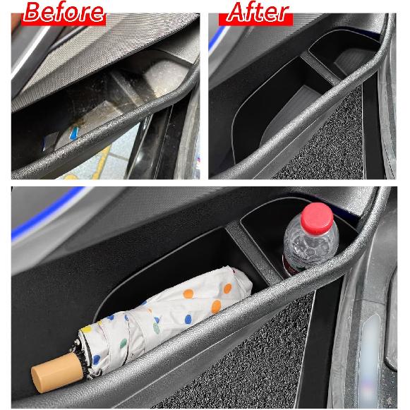 Smabee 4PCS Rear Door Side Organizer for BMW X5 2019-2025 Door Side Storage Box 2024 Accessories TPE Rear Car Door Slot Tray Organizer Black