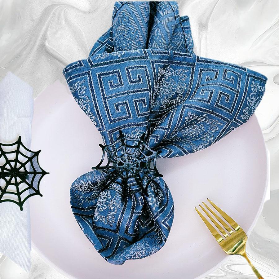 Halloween Spider Web Napkin Rings Black Metal Napkin Holder Horror Ghost Table Decor Table Napkin Buckle Holiday Party Ornaments