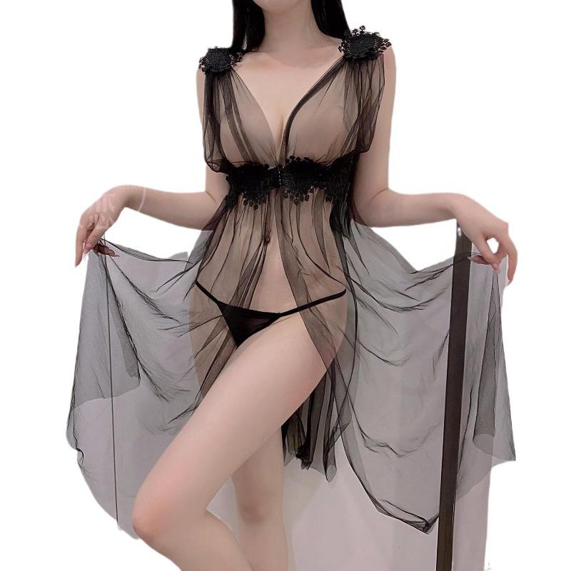 Sexy underwear mesh see-through milk princess dress water-soluble flower deep small chest sexy temptation pure