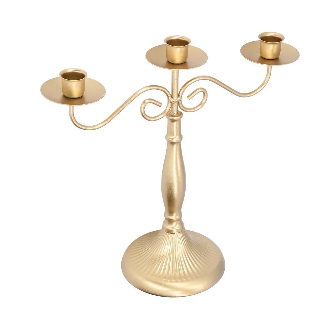 European Style Candlestick Holders Stand Gold 3 Head Candle Holders for Wedding Party Dinning