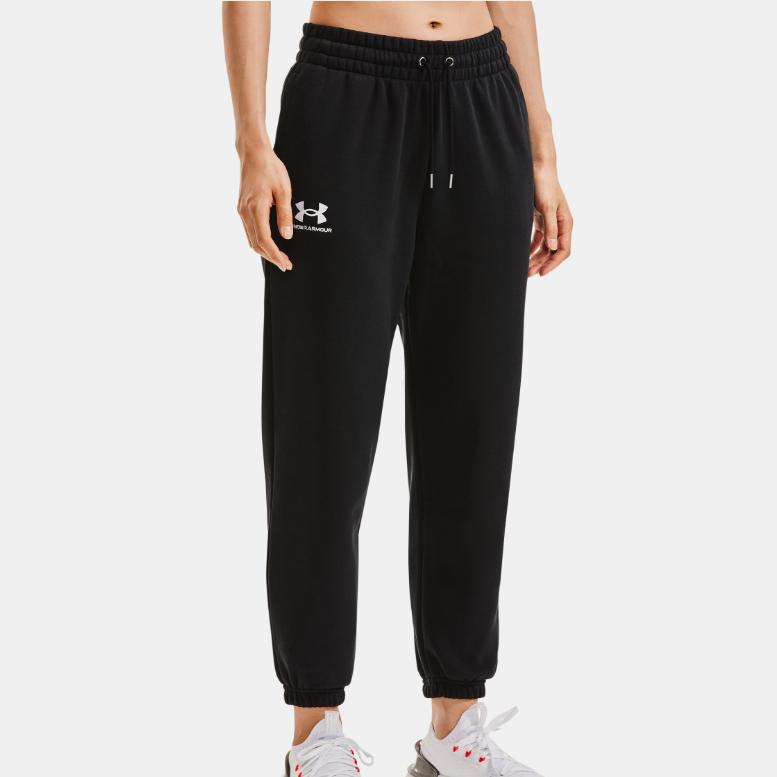 Under Armour Essential Solid Color Logo Drawstring Joggers Women Bottoms Black 1373034-001