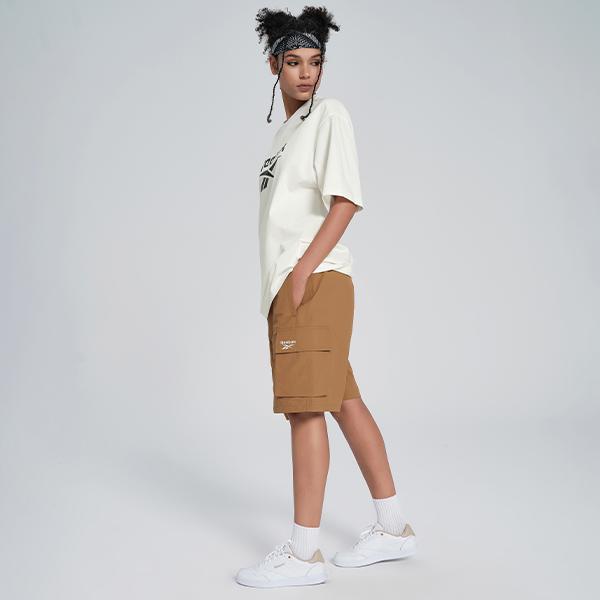 Reebok Logo Print Sports Casual Short Sleeve T-Shirt Unisex Tops White 24SRM409UGW1