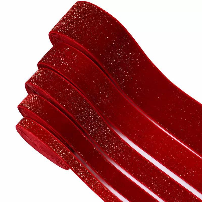Nastro di Velluto di Seta Oro Rosso per Accessori per Capelli Fai da Te - Misure: 0.6CM, 1CM, 2CM, 2.5CM, 3.8CM