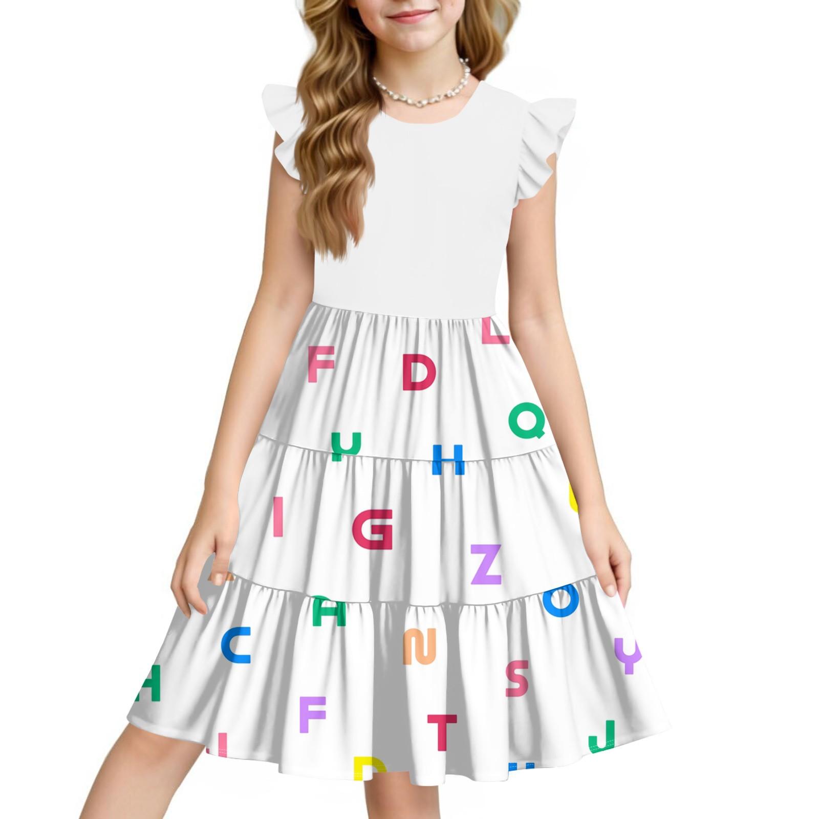 

Летнее детское платье для девочек с цветочным принтом, повседневное милое платье принцессы с круглым вырезом 150